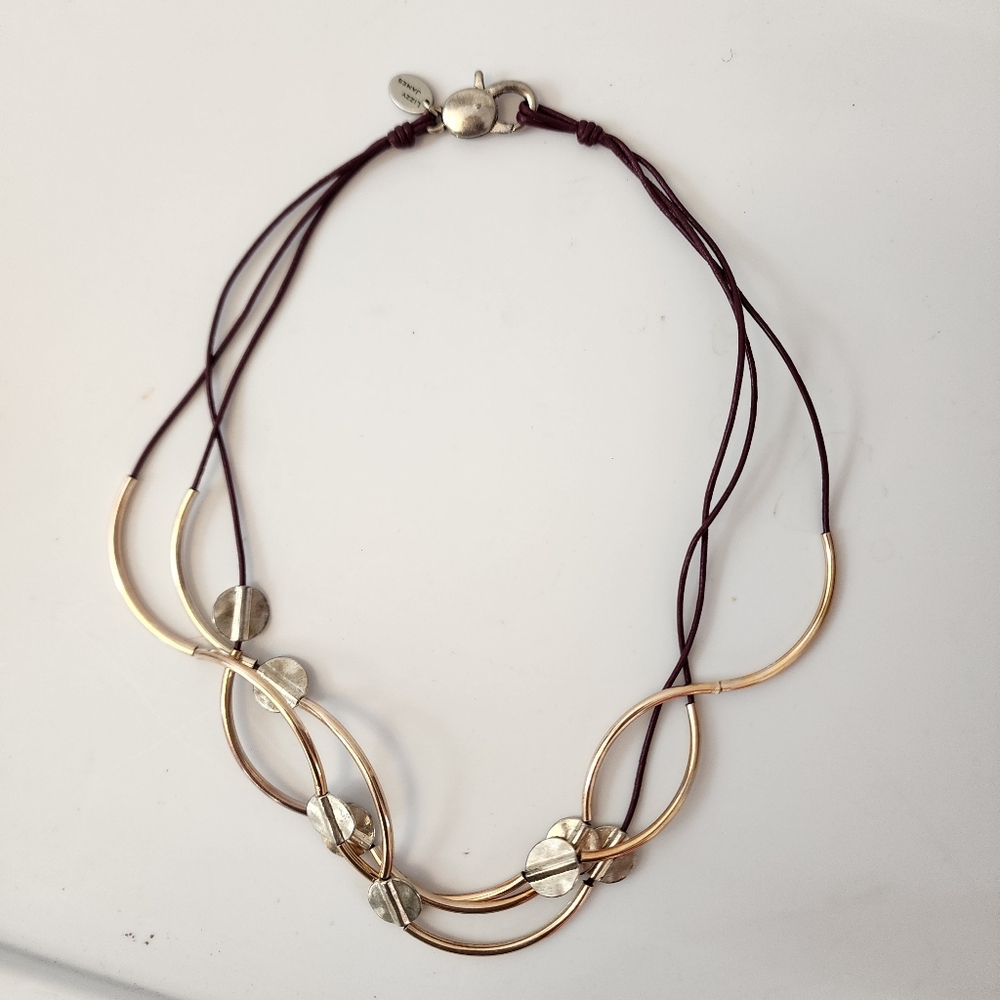 Lizzy James Lizzy Disc Natural Black Gold Silver Bracelet Converts To Necklace